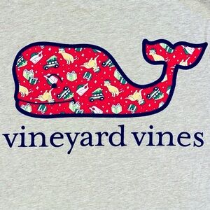 Vineyard Vines Long Sleeve Tee Mens Medium Christmas Whale Pocket T-Shirt Cotton